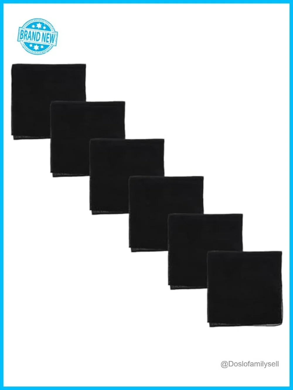 6-Pack Cotton Bandanas Set of 6 Bandannas 22x22